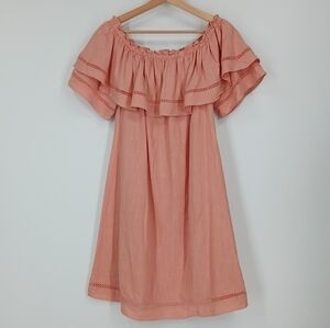 Melanie Lyn Off the Shoulder Linen Blend Dress